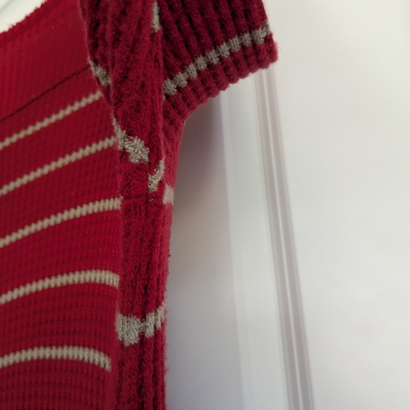 Free People Red Sunset Park Striped Thermal Tunic Knit Size Medium - Picture 10 of 10